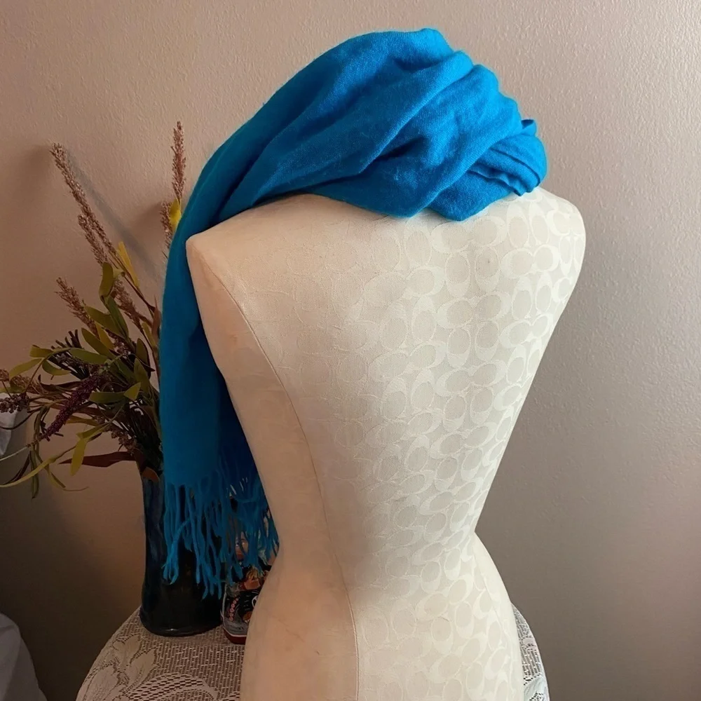 Pashmina Fringe Scarf Aqua